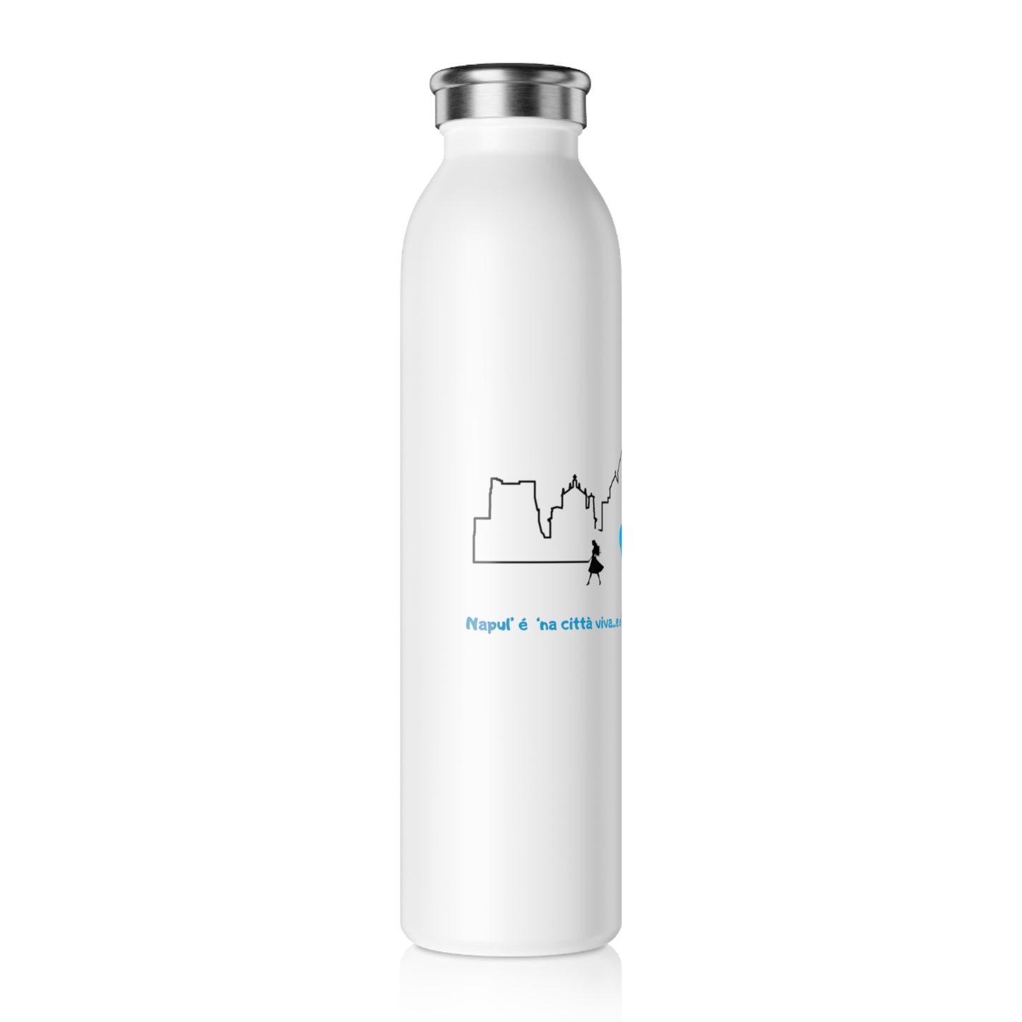 Borraccia Termica donna Acciaio Inox 600 ml "Napoli Skyline & Cane"– Design Esclusivo & Eco-Friendly