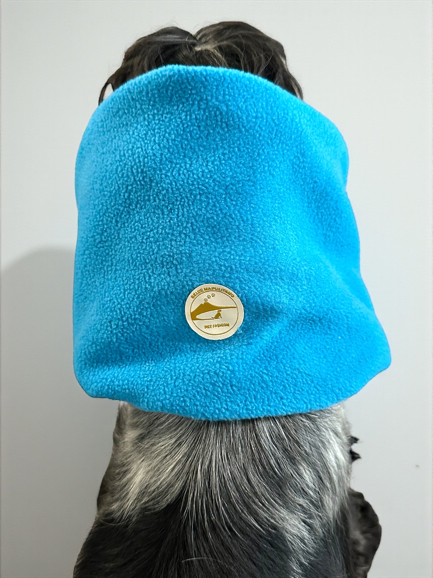Snood cane in Pile personalizzabile /copri orecchie caldo invernale color azzurro.