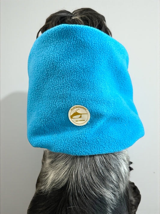 Snood cane in Pile personalizzabile /copri orecchie caldo invernale color azzurro.