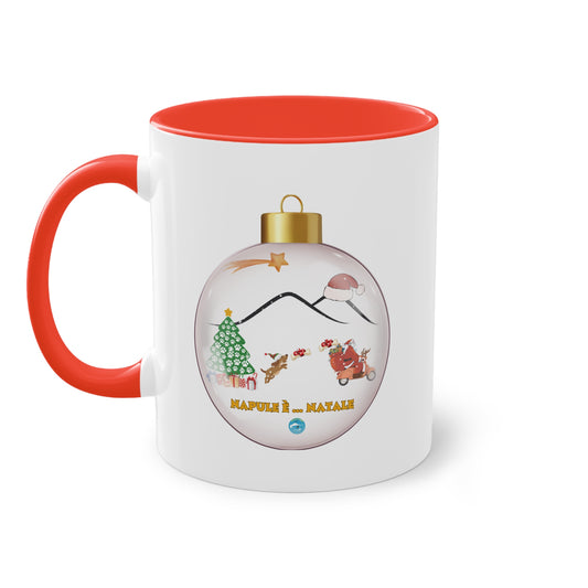 Tazza natalizia Napoli bicolore “Napule è Natale” bianco e rosso