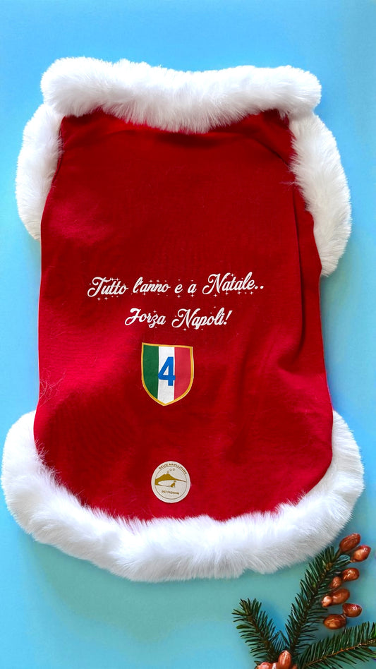 Maglia Natalizia per cani - Calcio Napoli - “Tutto l’anno e a Natale.. Forza Napoli!”
