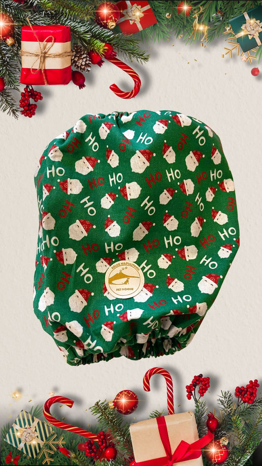 Snood sartoriale natalizio verde con Babbi Natale per cocker
