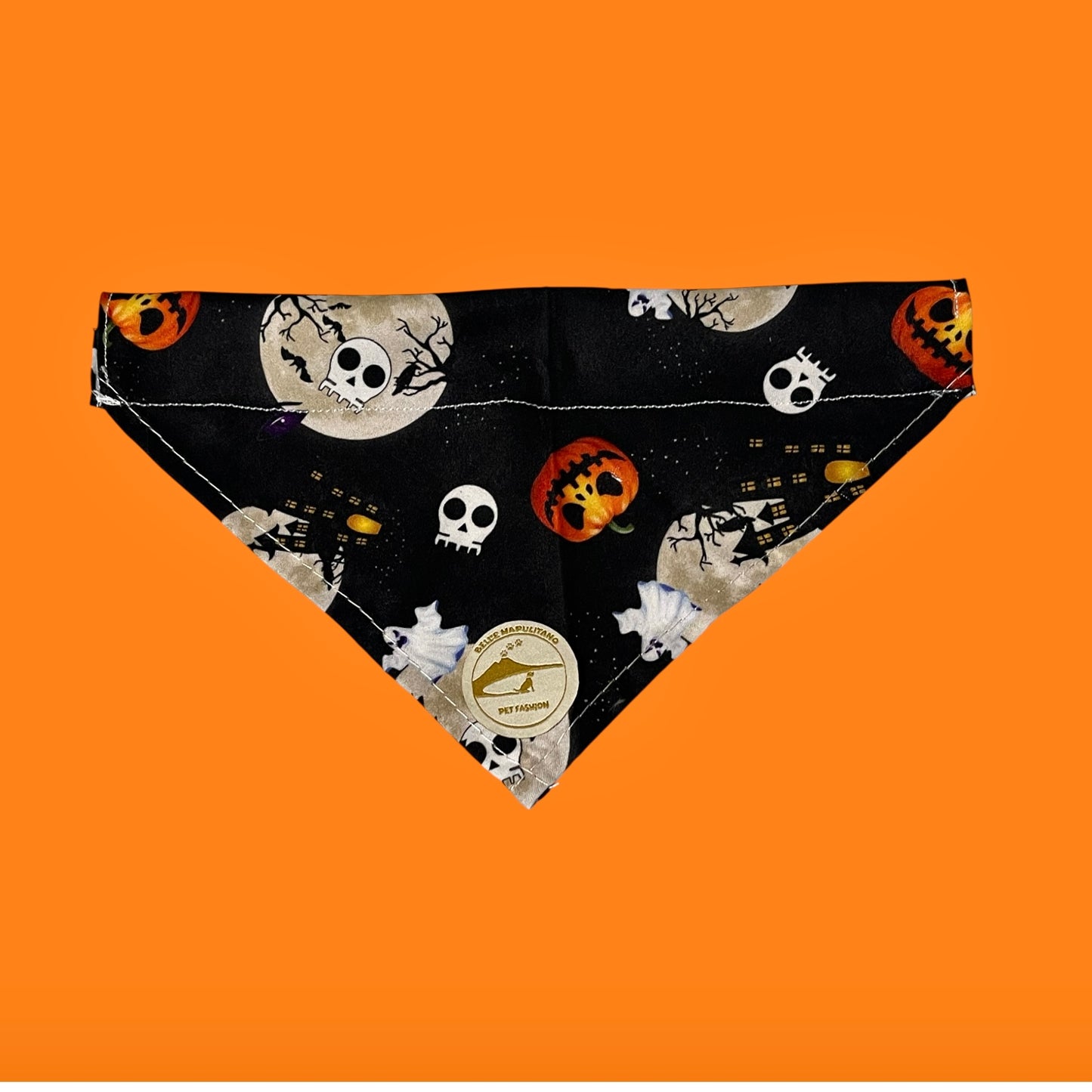 Bandana Classic Halloween Nera: Zucche, Luna e Teschi per Cani
