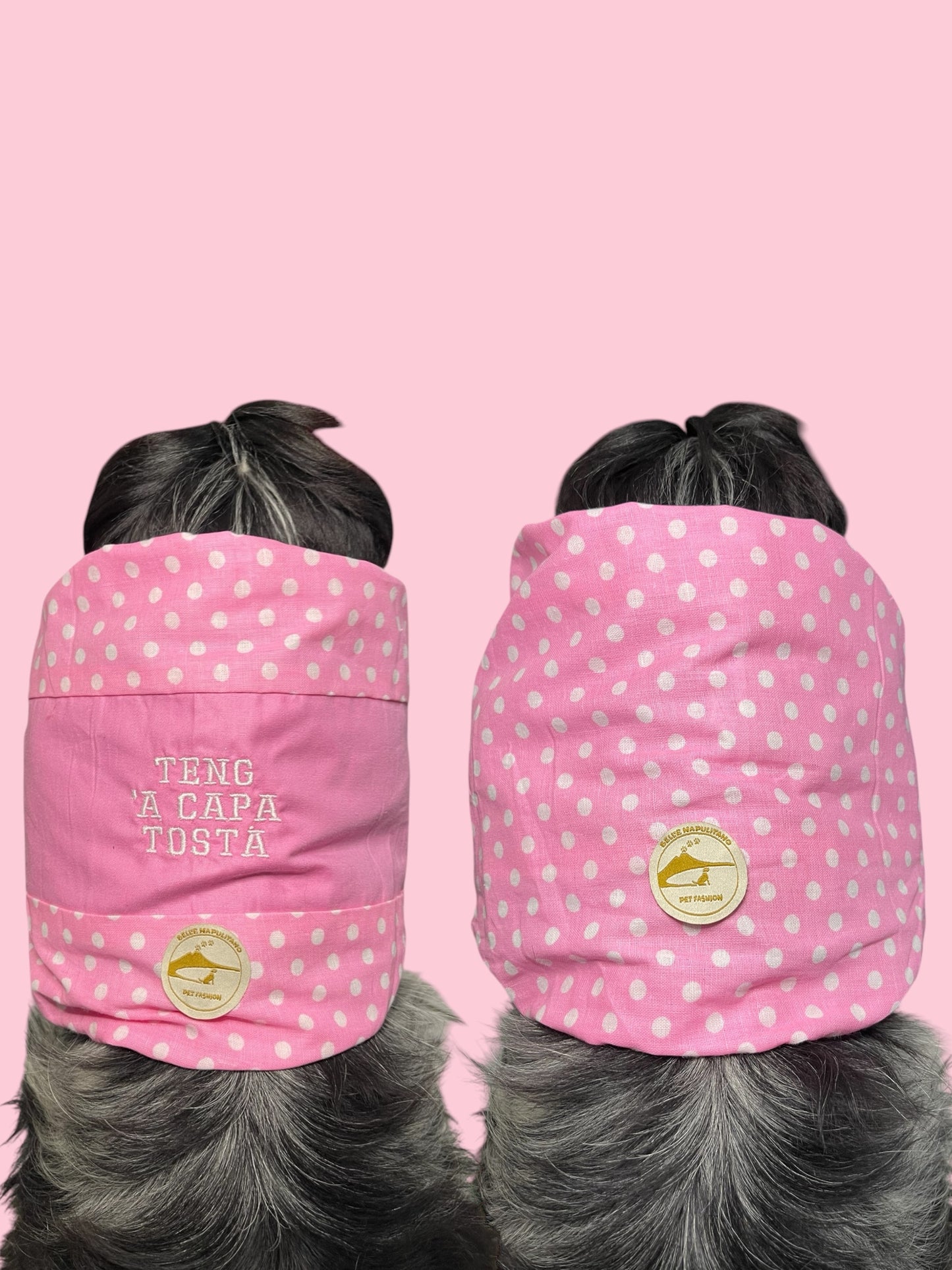 Snood Cane Double-Face in Puro Cotone con Ricamo: "Teng ‘a Capa Tost"