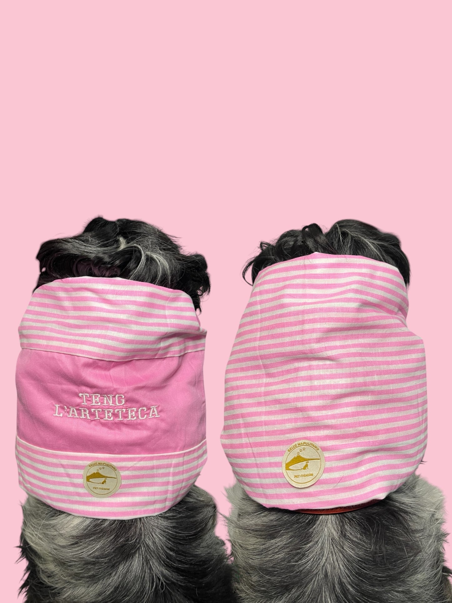 Snood Cane Double-Face in Puro Cotone con Ricamo: “Teng l’Arteteca”