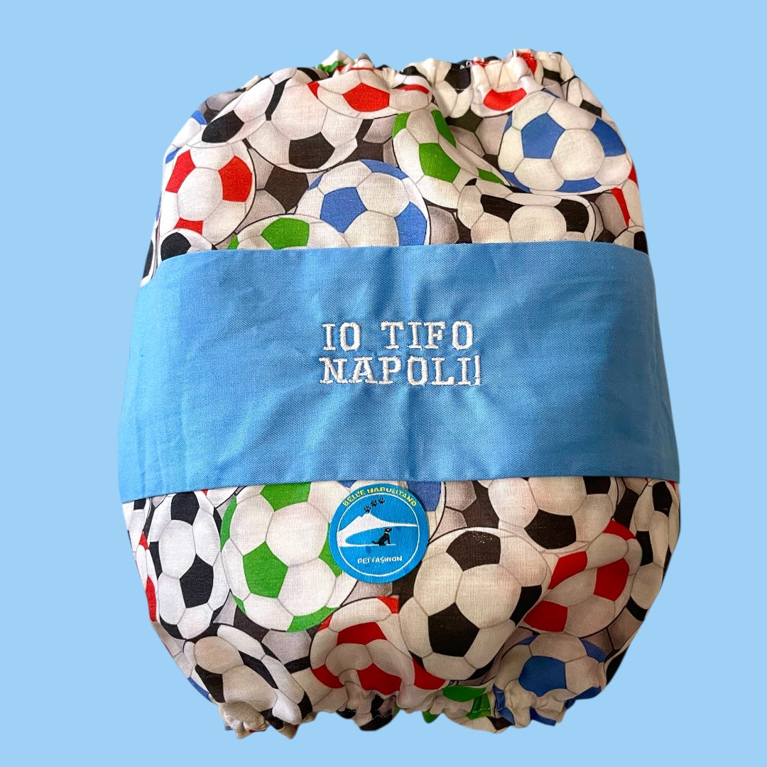 Snood sartoriale double-face per cocker con scritta ricamata “ Io tifo Napoli”