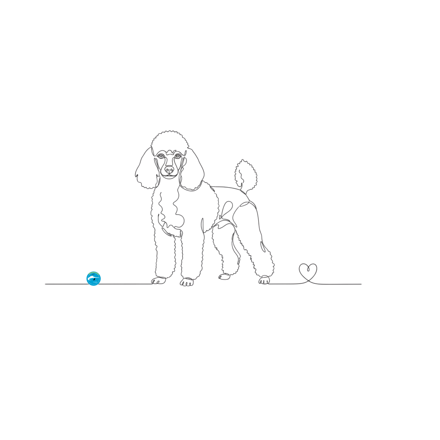 T-Shirt Unisex cotone Organico - Barboncino e cuore - Line Art