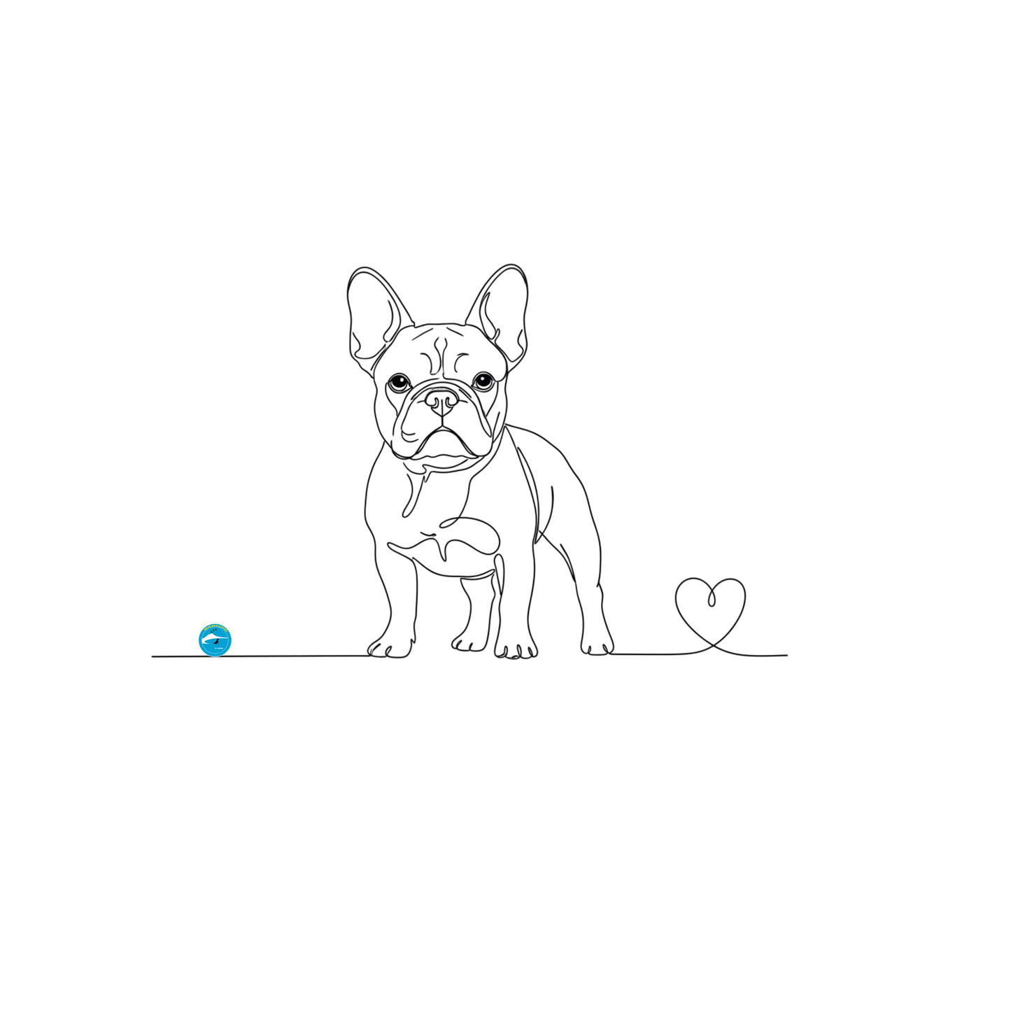 T-Shirt Unisex Cotone Biologico - Bulldog Francese e cuore - Line Art