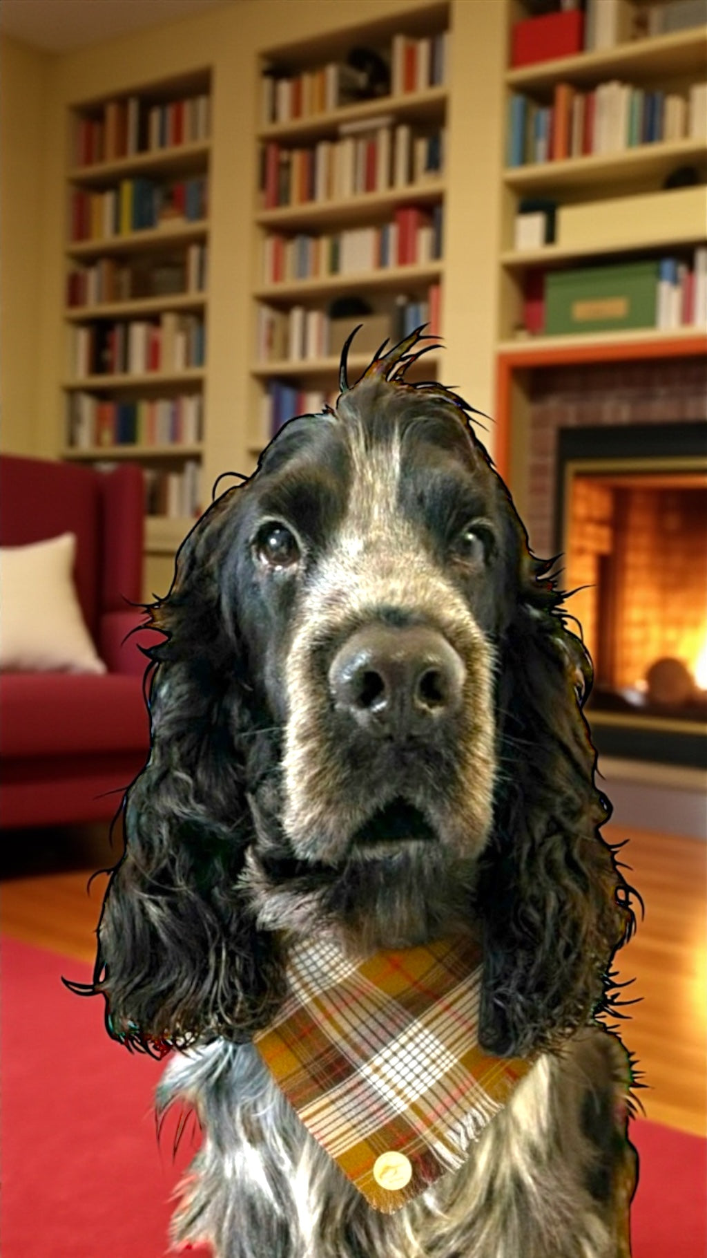Bandana per cani invernale morbida e calda sfrangiata - (cammello-bianco-marrone con righe rosse)