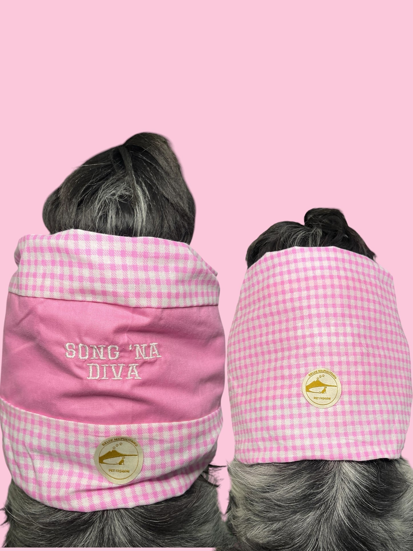 Snood Cane Double-Face in Puro Cotone con Ricamo: "Song ‘na Diva"