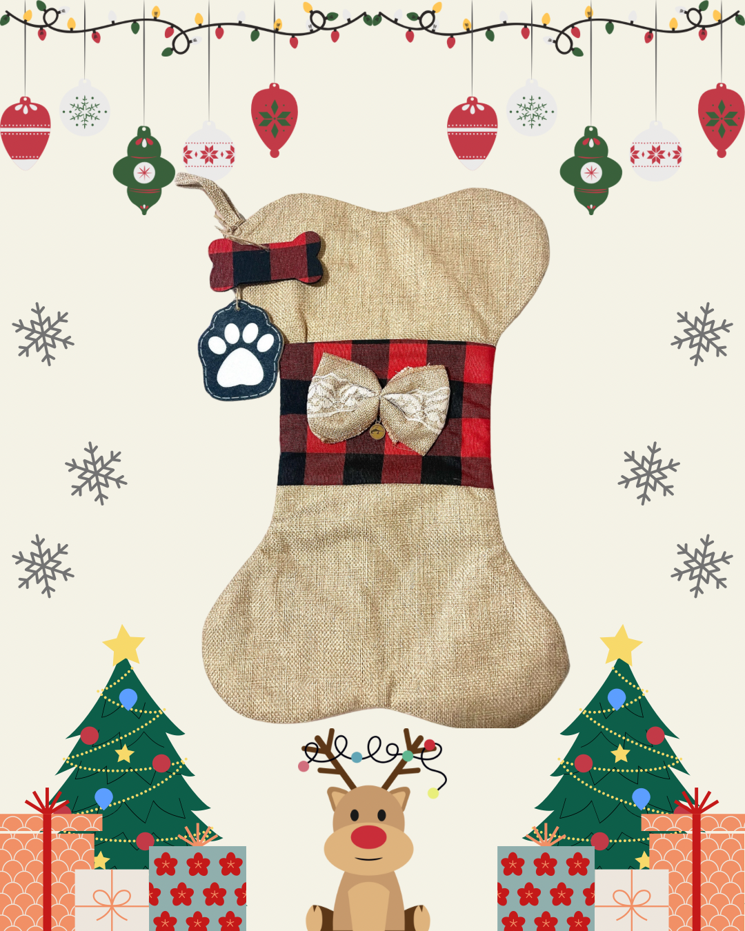 Calza Natalizia / Befana per cani a forma di osso