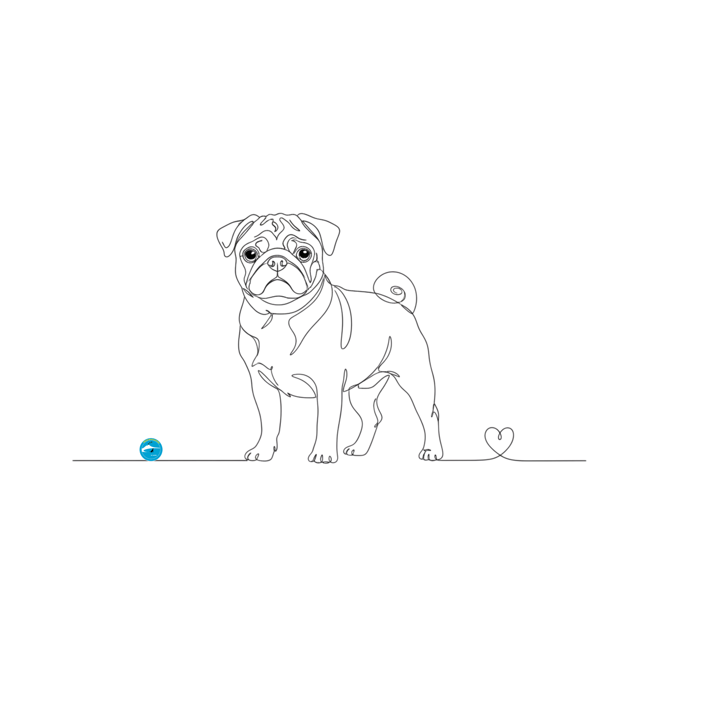 T-Shirt Unisex cotone biologico - Carlino e cuore - Line Art