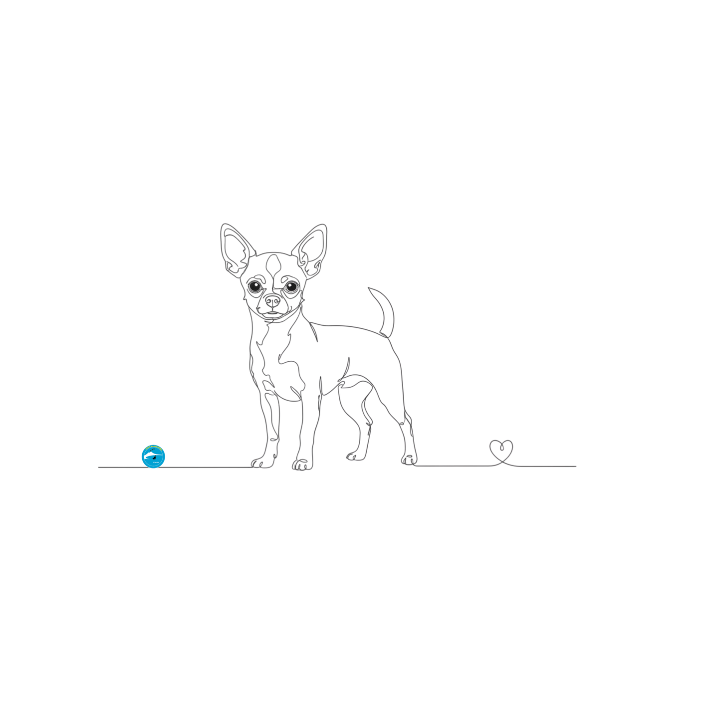 Borsa in cotone eco-friendly - Chihuahua e cuore - Line Art