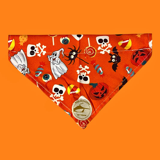 Bandana Classic Halloween Arancione: Zucche, Fantasmi, Ragni e Teschi