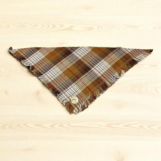 Bandana per cani invernale morbida e calda sfrangiata - (cammello-bianco-marrone con righe rosse)