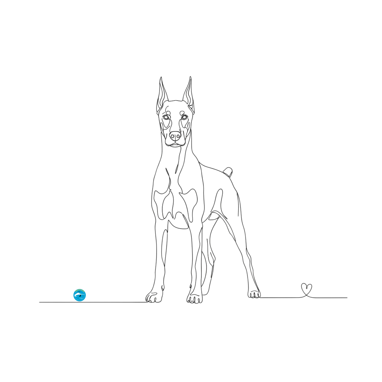 T-Shirt Unisex cotone biologico - Dobermann e cuore - Line Art