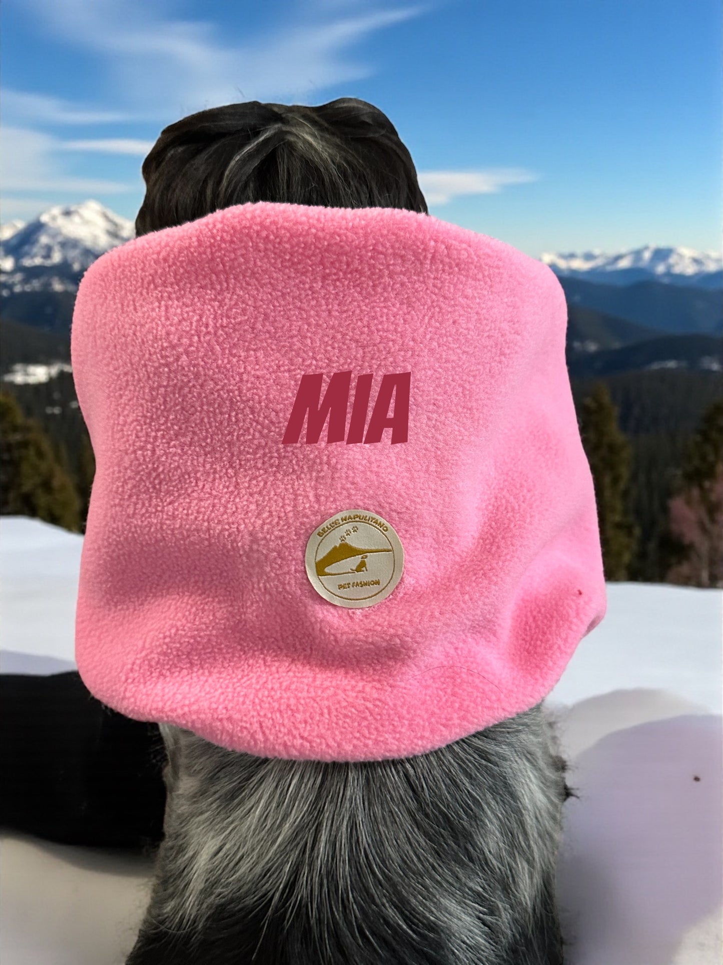 Snood cane in Pile personalizzabile / copri orecchie caldo invernale color rosa.