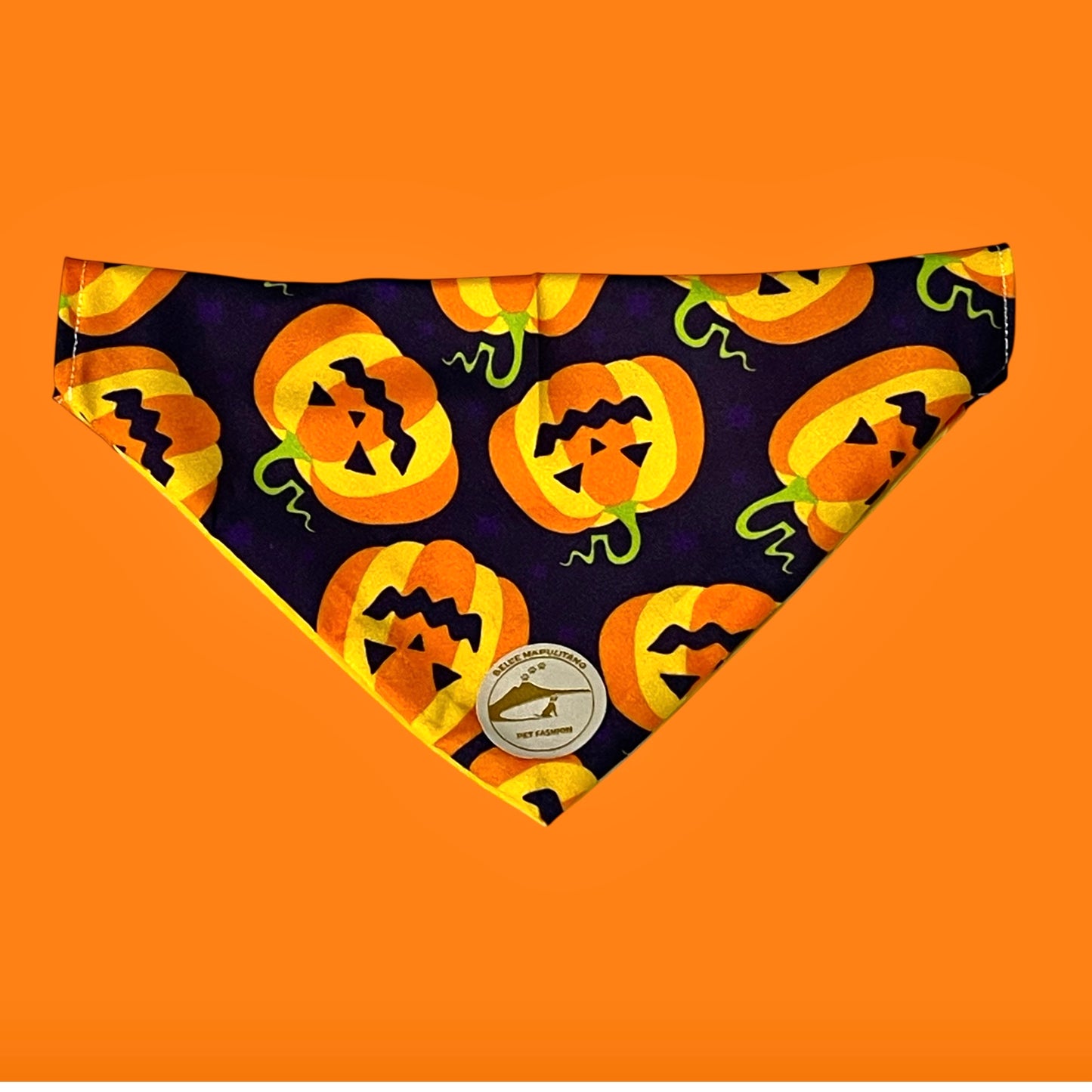 Bandana Cane Double-Face Halloween con Zucche e Scritta “Premietto o Scherzetto”