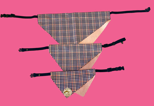 Bandana Doppia Accavallata con Collare Integrato | Salmone Righe Vivaci | Personalizzabile