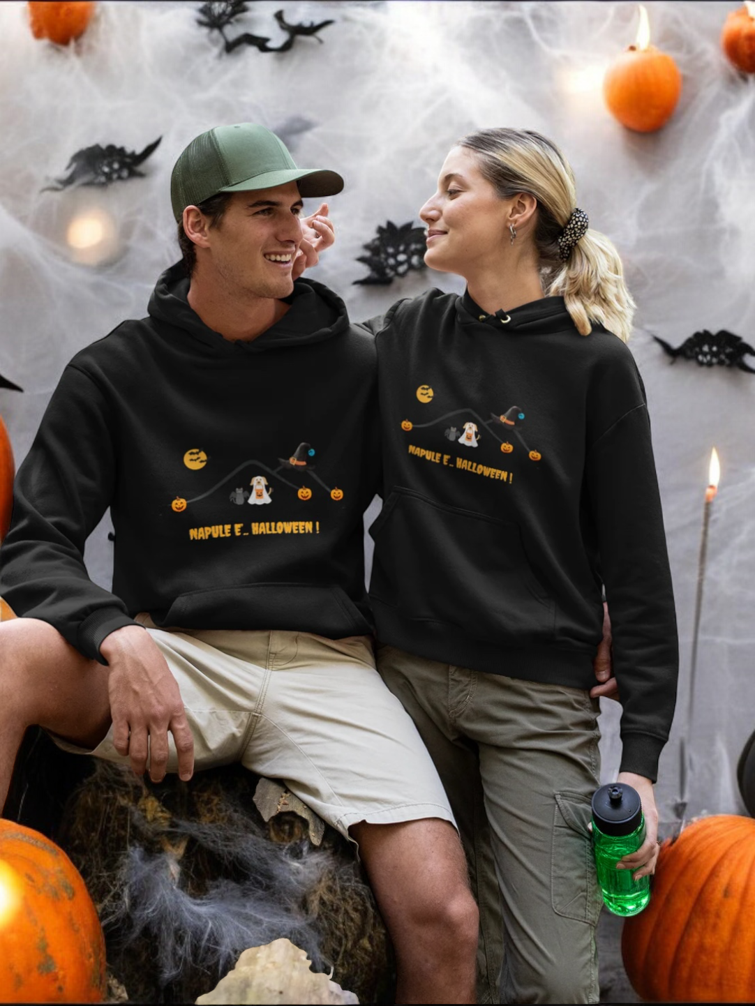 Felpa Halloween Unisex con Cappuccio per adulti "Napule è .. Halloween" – Calore e Design Esclusivo