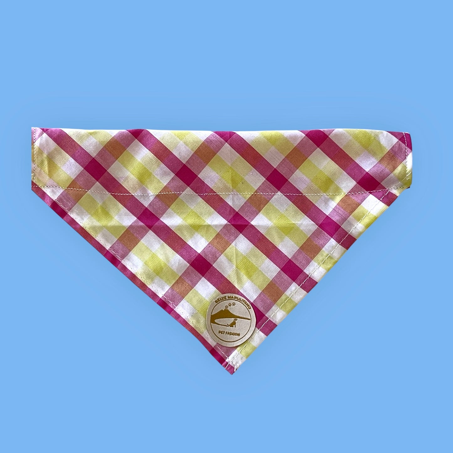 Bandana per Cani Sartoriale Rosa, giallo e bianco a Quadretti in Cotone