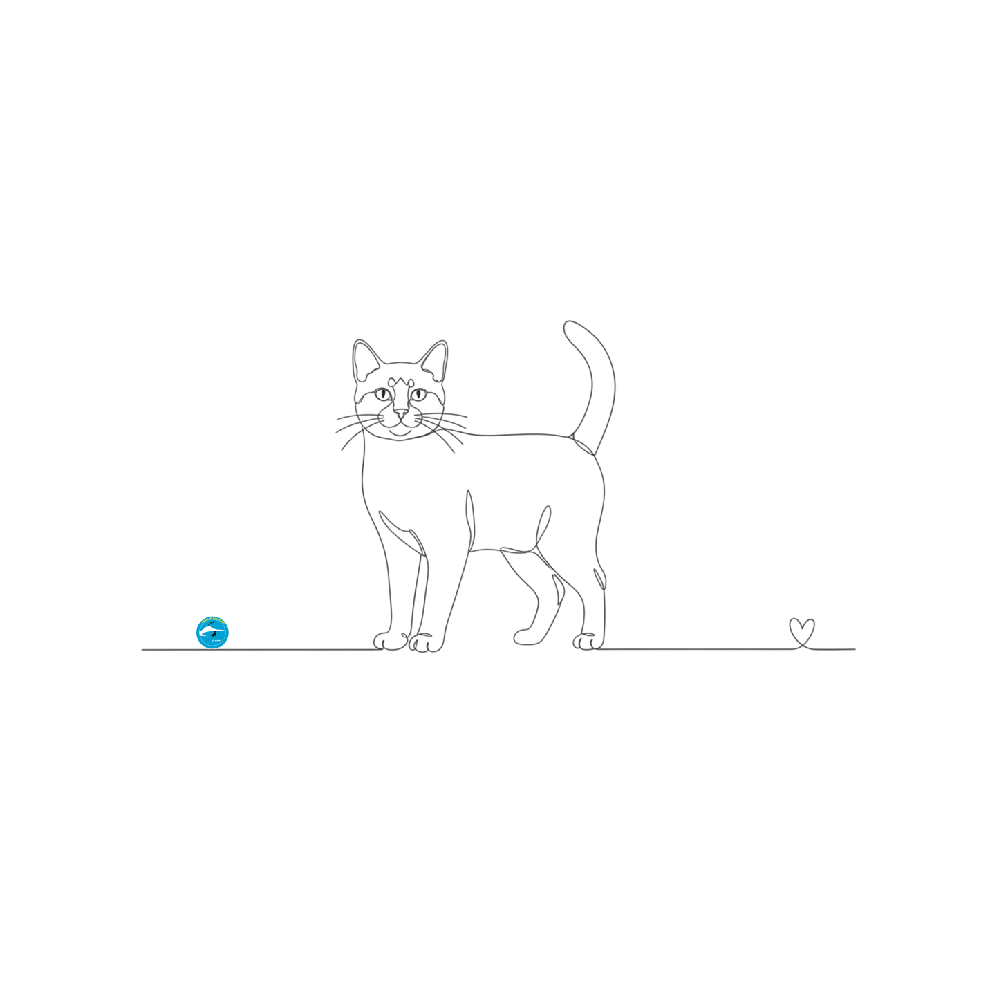 Felpa Unisex con Cappuccio- Gatto a pelo corto e cuore - Line Art