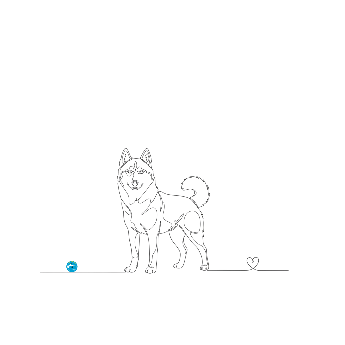 T-Shirt Unisex cotone biologico - Husky e cuore - Line Art