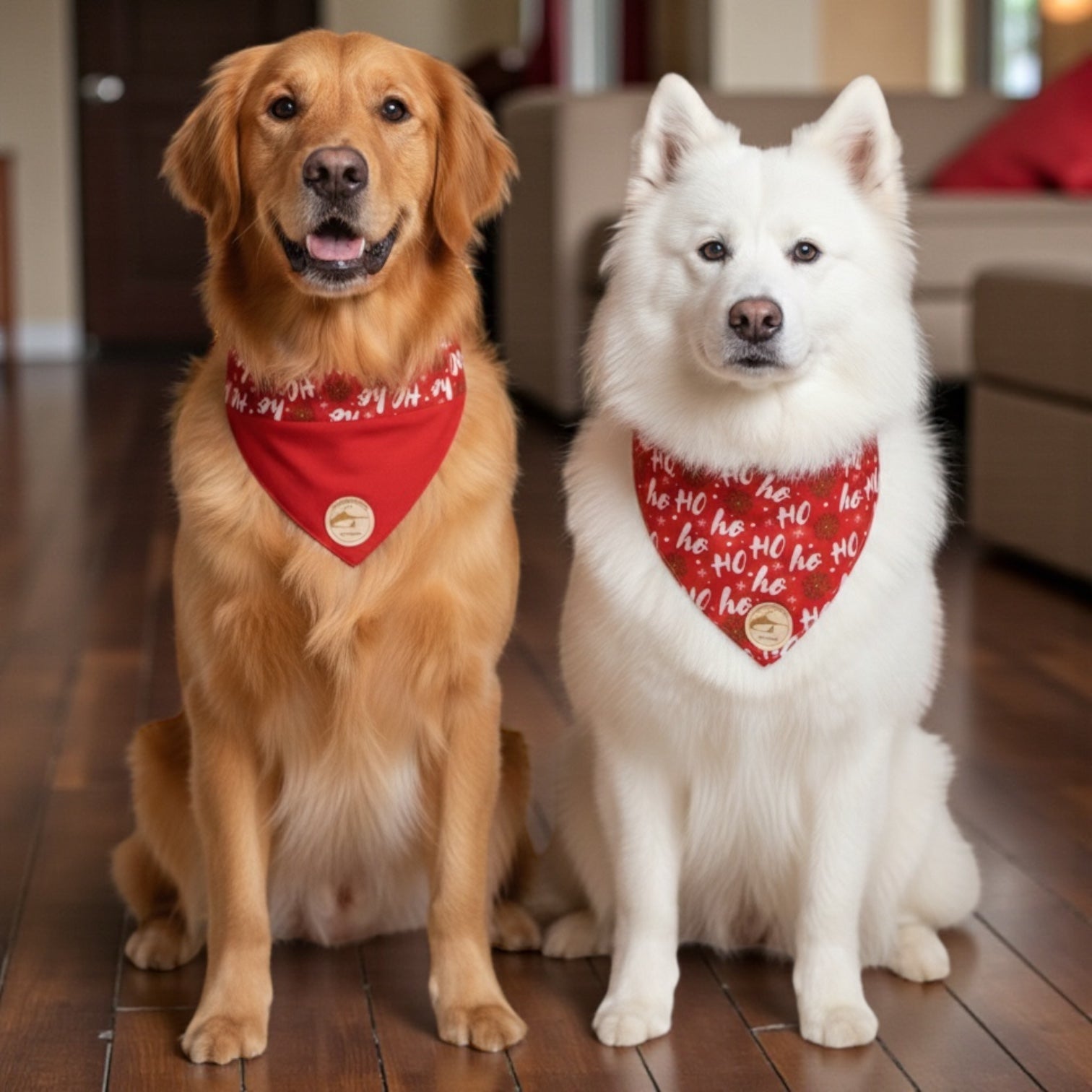 Bandana rossa double-face natalizia per cani 