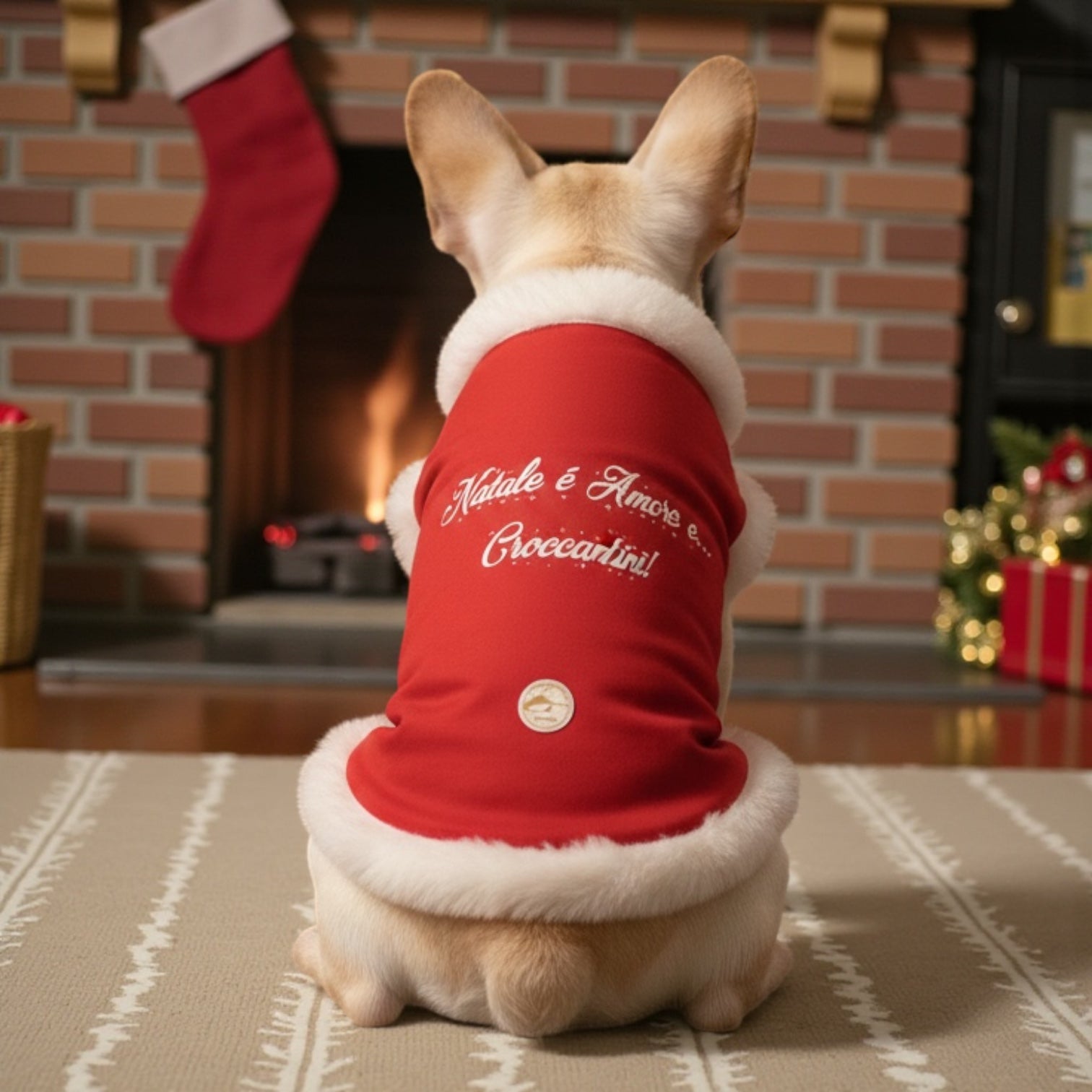 Maglia natalizia con frase stampata per cani