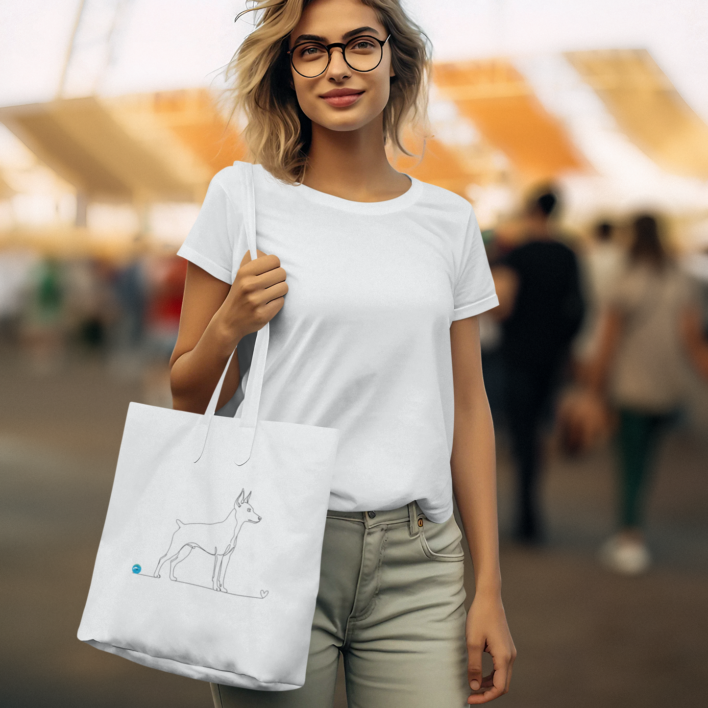 Borsa eco-friendly - Pinscher e cuore - Line Art