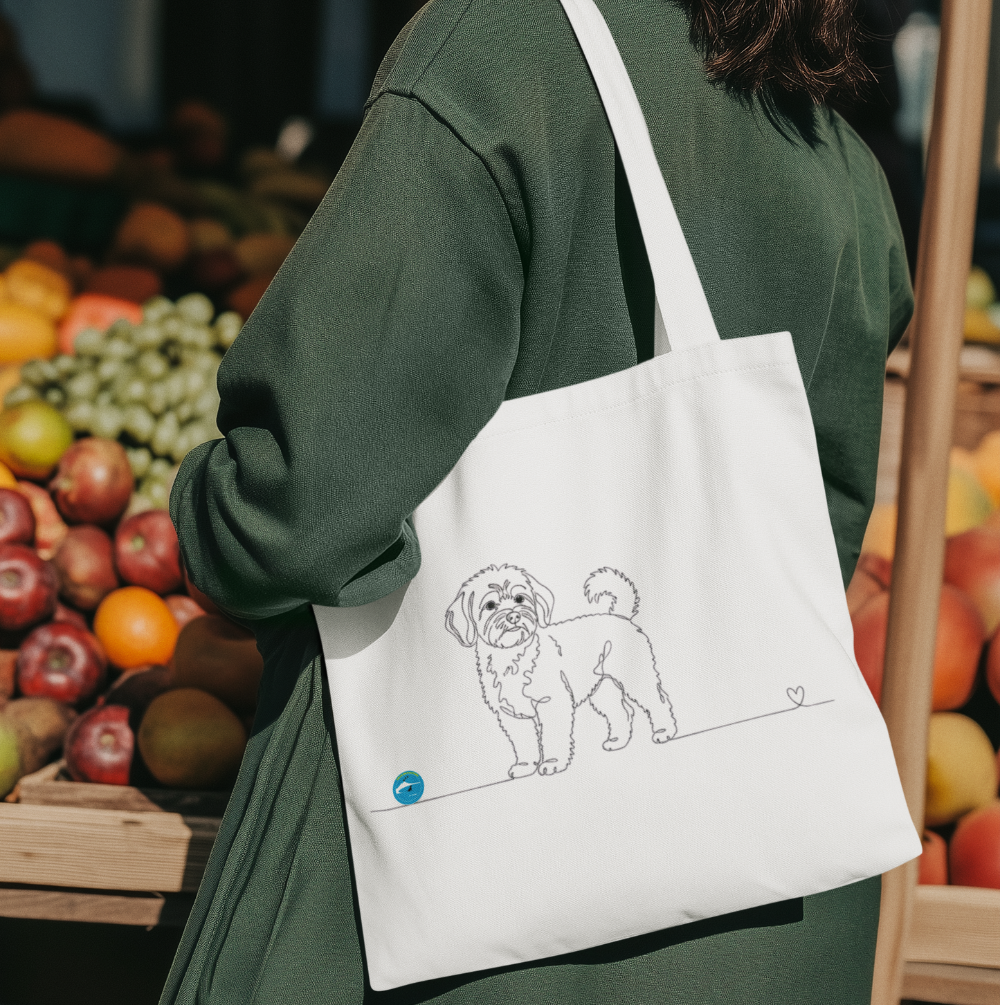 Borsa eco-friendly - Maltipoo e cuore - Line Art