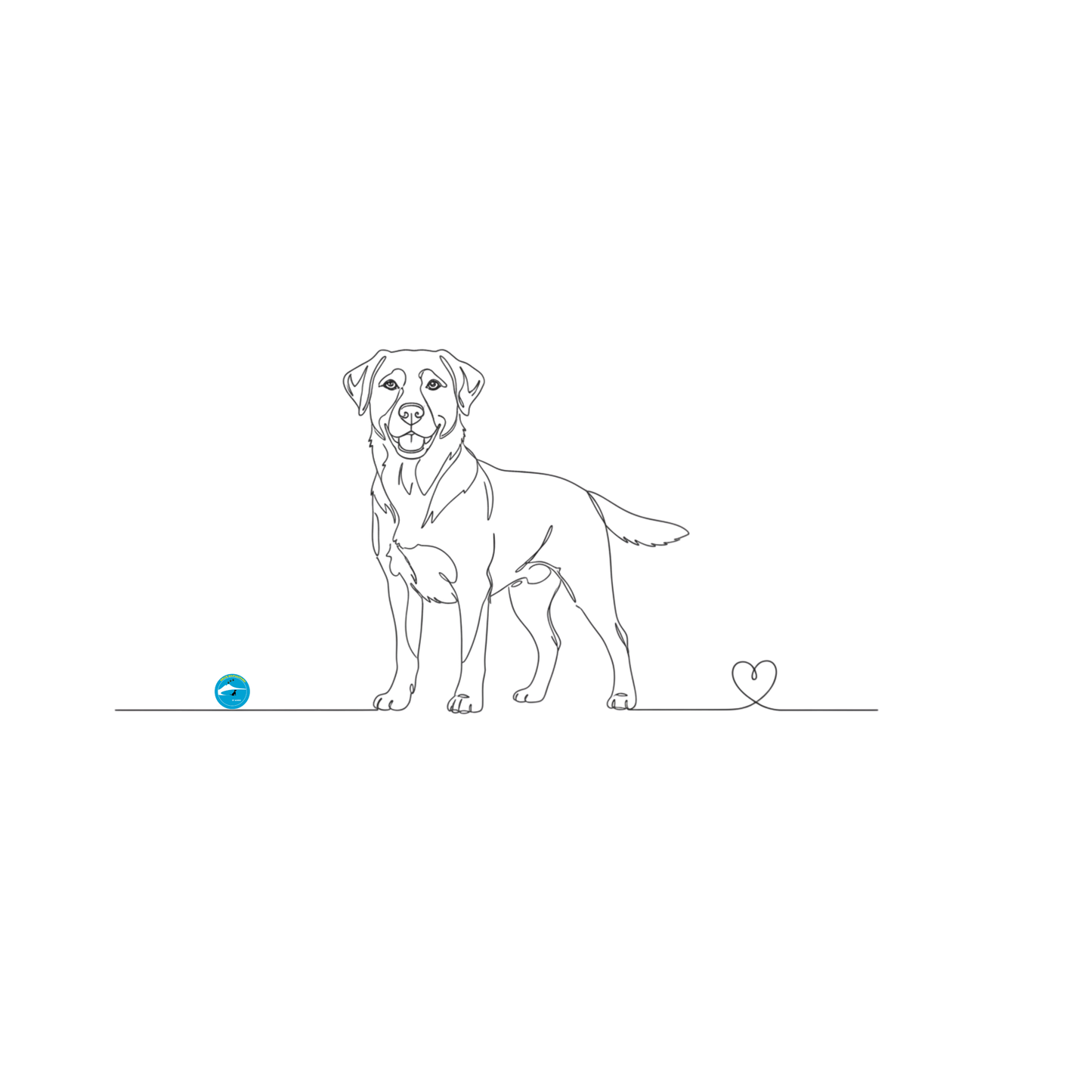 T-Shirt Unisex cotone biologico - Labrador e cuore - Line Art