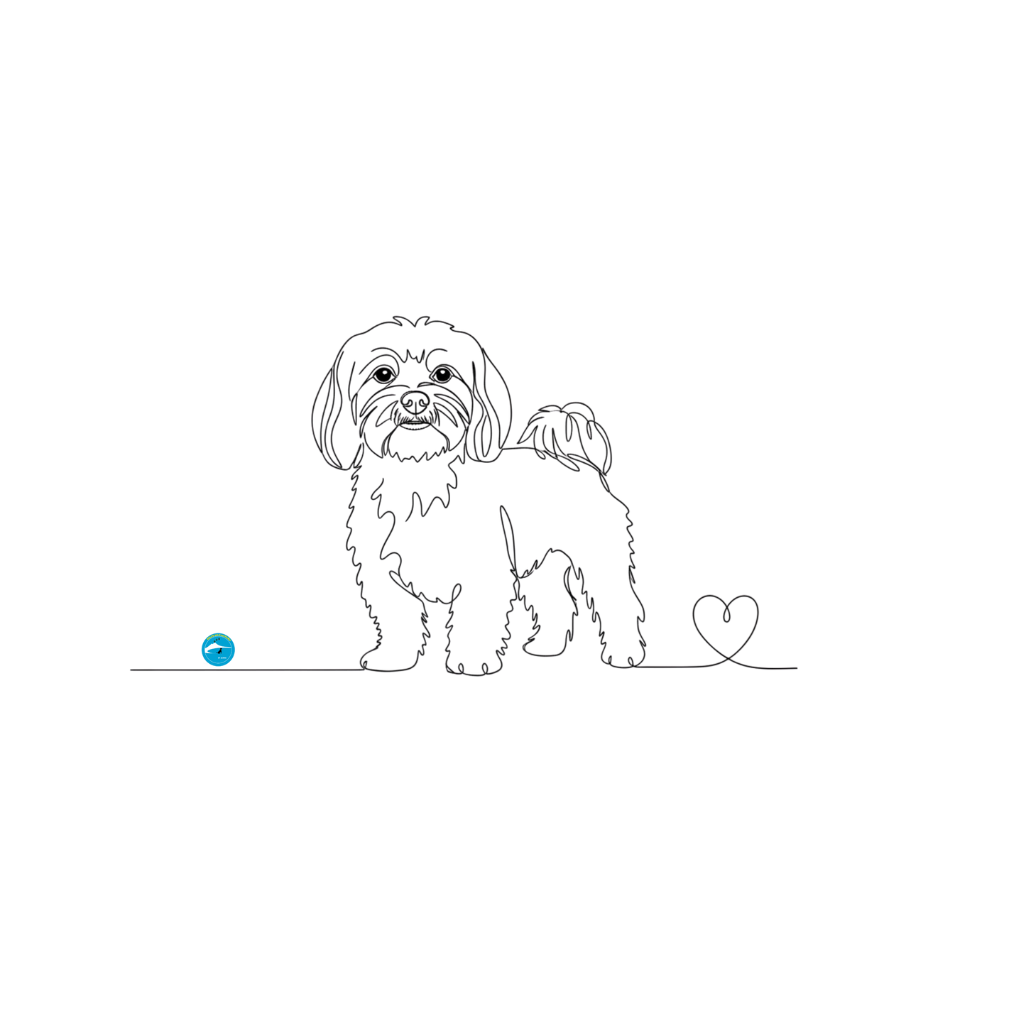 Tazza Maltese e cuore - Line Art