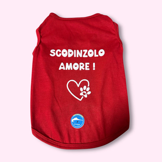 Maglia rossa per cani Scodinzolo Amore