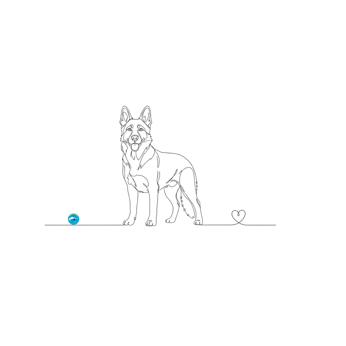 Tazza Pastore Tedesco e cuore - Line Art