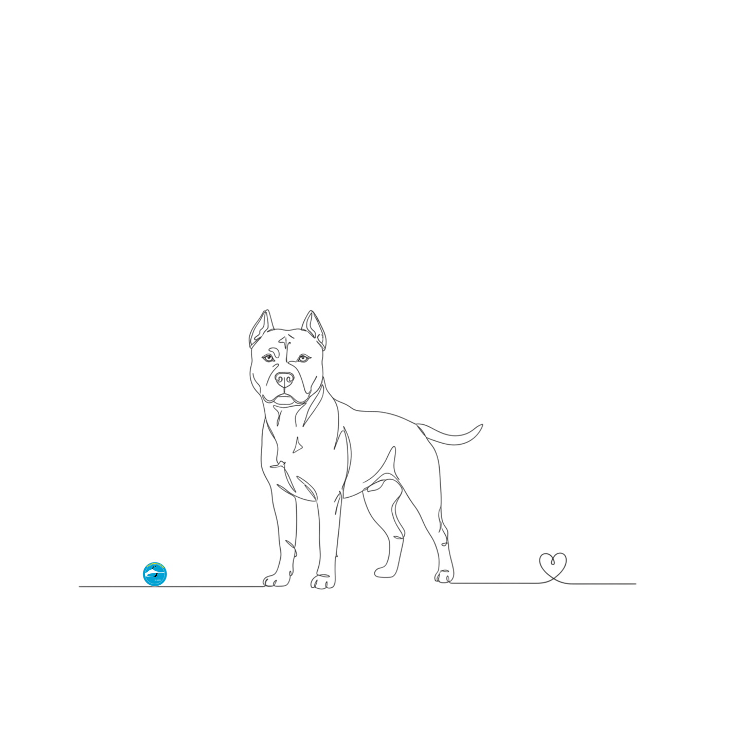 T-Shirt Unisex cotone biologico - Pitbull e cuore - Line Art