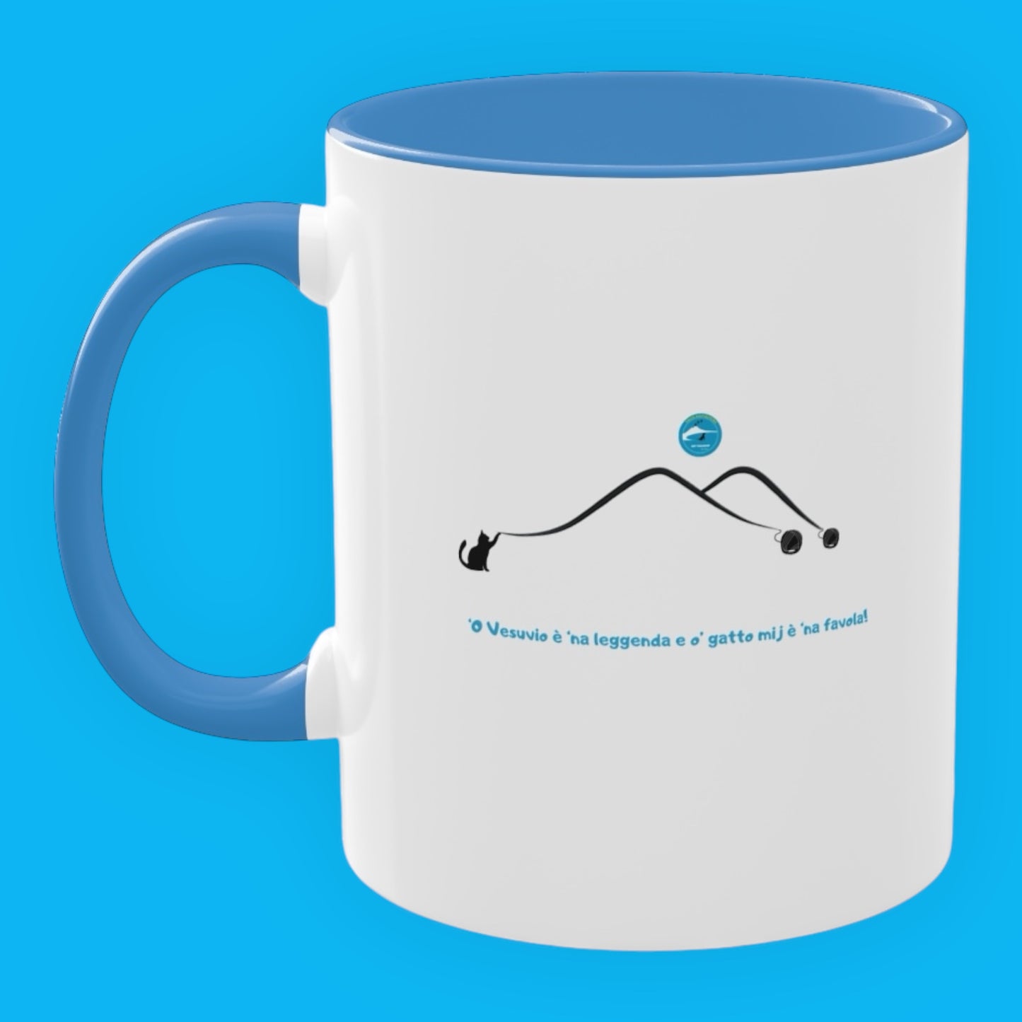 Tazza Bicolore Ceramica 33 cl– “Vesuvio” Bianco & Azzurro – Design Esclusivo