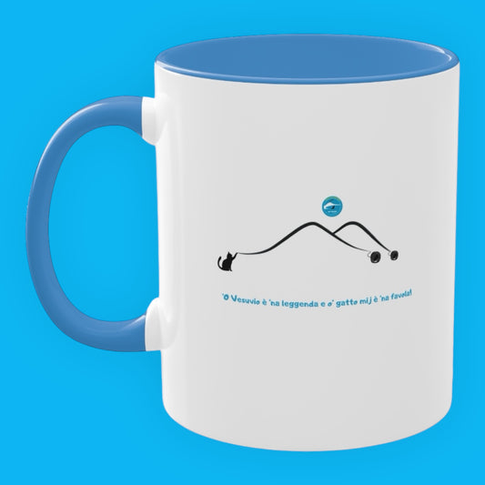 Tazza Bicolore Ceramica 33 cl– “Vesuvio” Bianco & Azzurro – Design Esclusivo