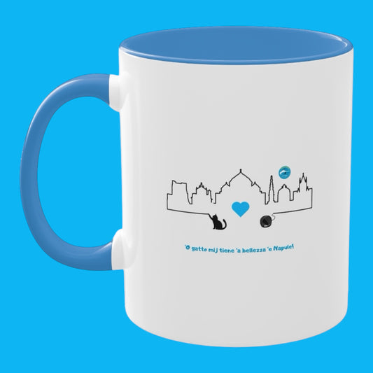 Tazza Bicolore Bianco & Azzurro Napoli Skyline – Luminosità e Stile Quotidiano