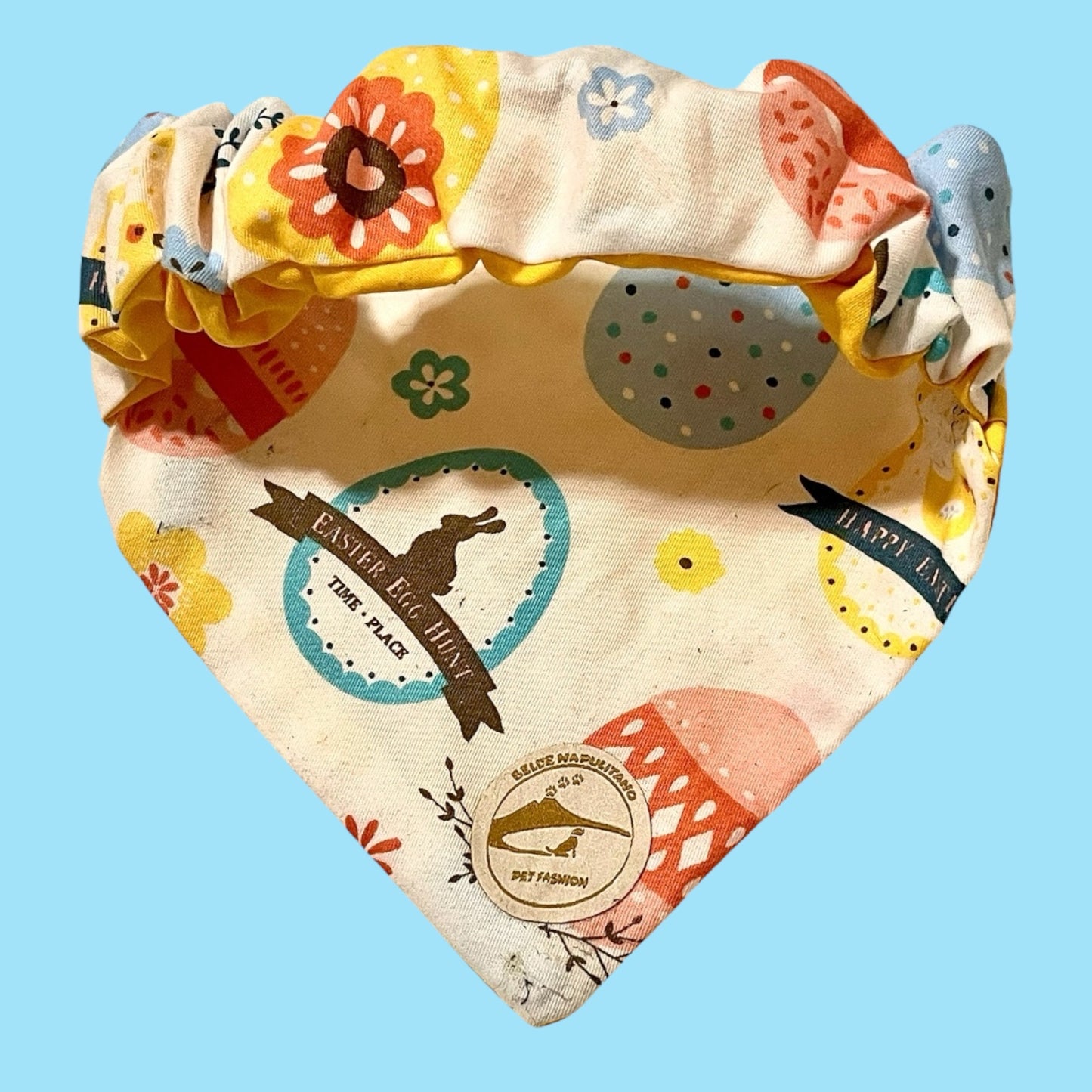 Bandana Cane Pasqua Sartoriale Double-Face (2 in 1): Ricamo Napoletano & Puro Cotone
" STO CERCANN L'UOVO" con ELASTICO