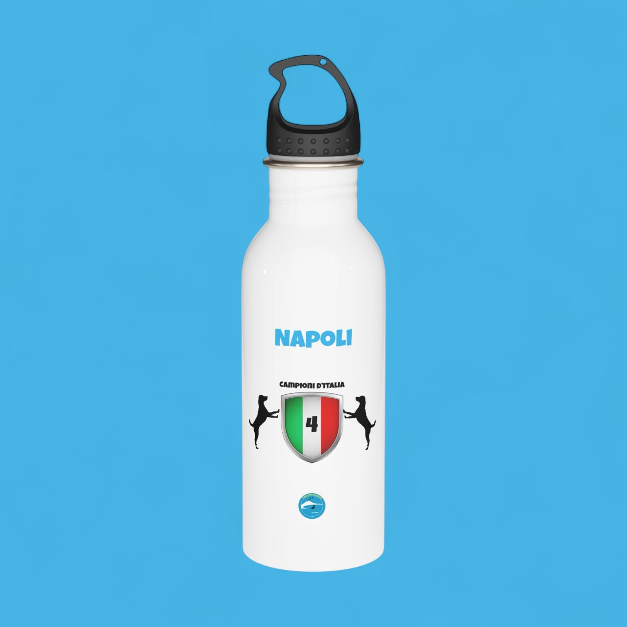 Borraccia Napoli 4° Scudetto 60 cl - Acciaio Inox | Design Esclusivo 2 Cani