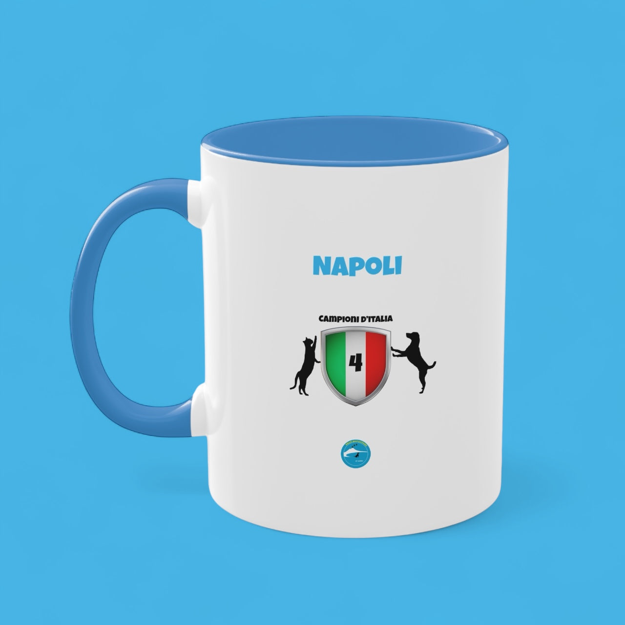 Tazza Bicolore Napoli 4° Scudetto - Design Esclusivo Cane & Gatto