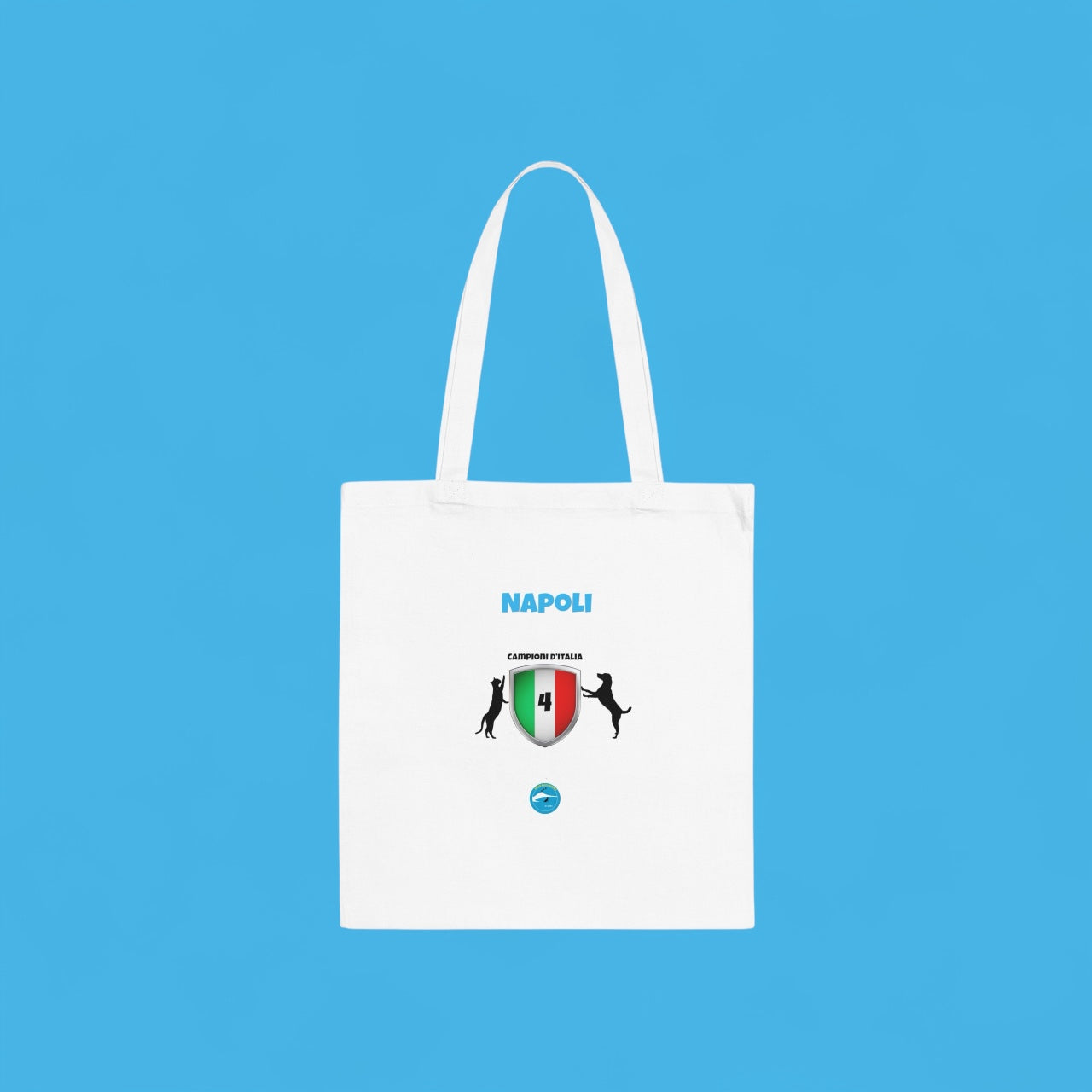 Borsa Shopper Tote Napoli 4° Scudetto - Design Esclusivo Cane & Gatto | 100% Cotone