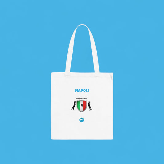 Borsa Shopper Tote Napoli 4° Scudetto - Design Esclusivo 2 Gatti | 100% Cotone