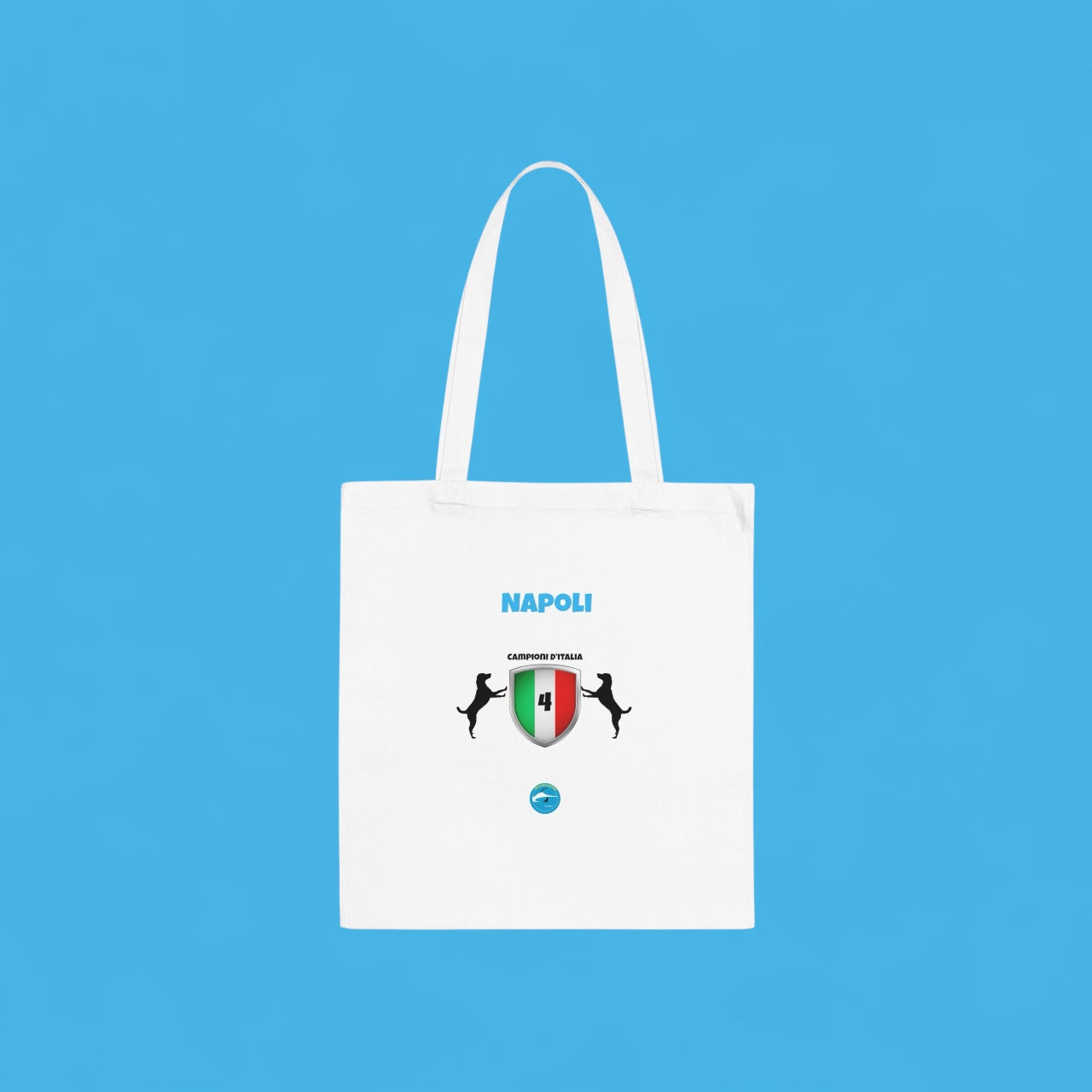 Borsa Shopper Tote Napoli 4° Scudetto - Design 2 Cani | 100% Cotone Eco-Friendly