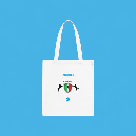 Borsa Shopper Tote Napoli 4° Scudetto - Design 2 Cani | 100% Cotone Eco-Friendly