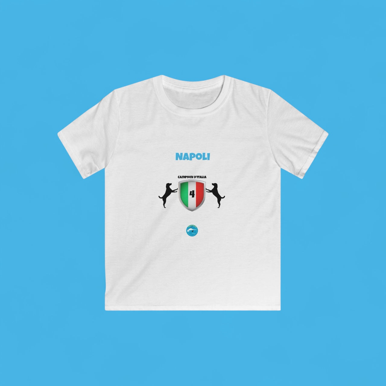 T-Shirt Bambino Softstyle Napoli 4° Scudetto - Design con 2 Cani Esclusivo