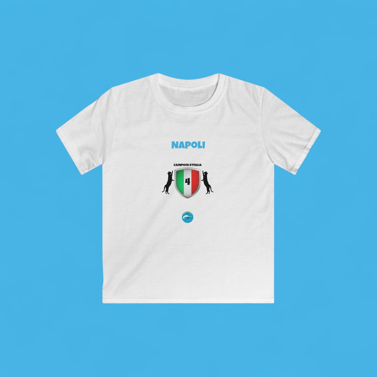 T-Shirt Bambino Softstyle Napoli 4° Scudetto - Design Esclusivo 2 Gatti