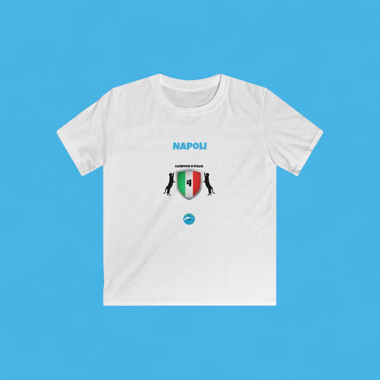 T-Shirt Bambino Softstyle Napoli 4° Scudetto - Design Esclusivo 2 Gatti