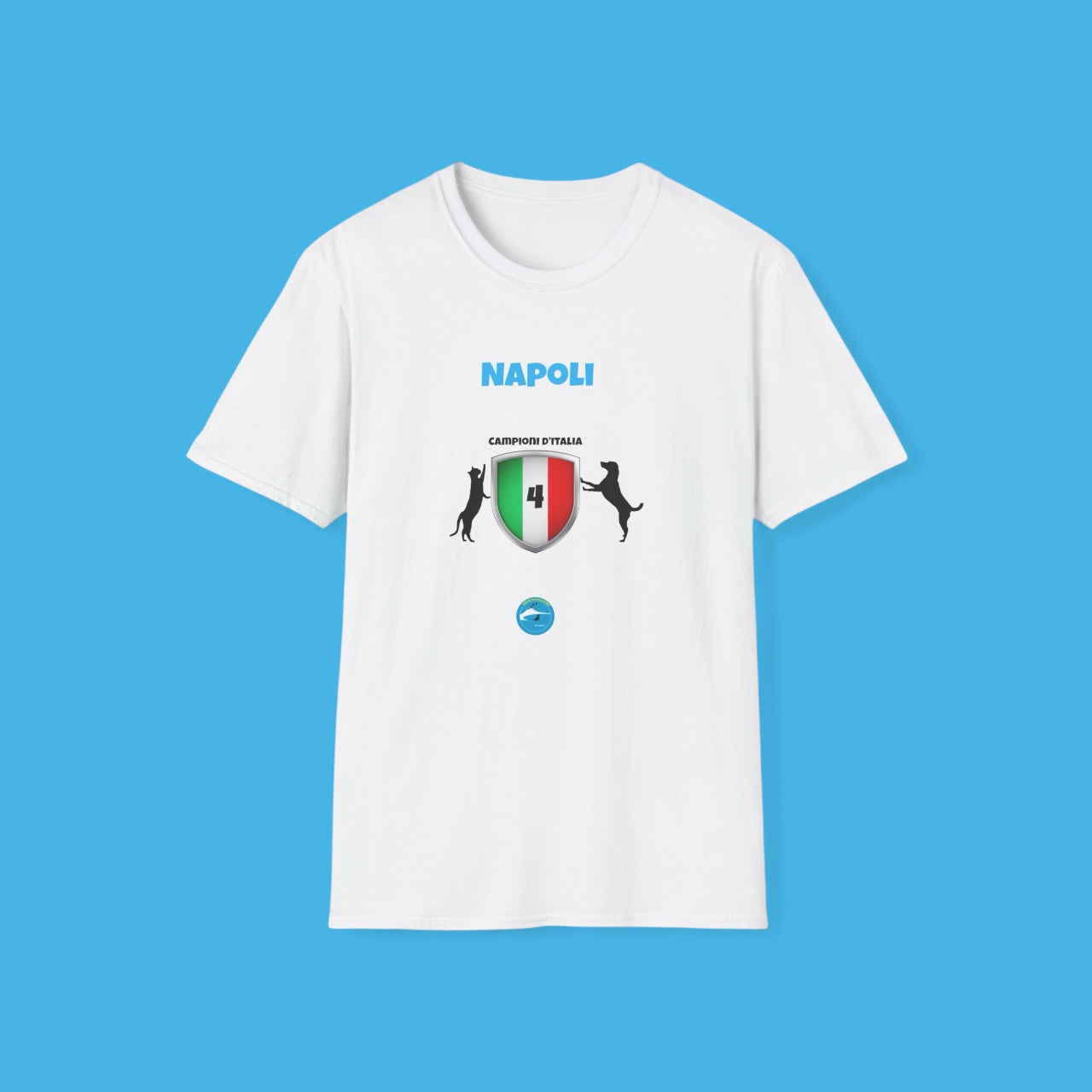 T-Shirt Unisex Napoli 4° Scudetto - Design Esclusivo Cane & Gatto per adulti